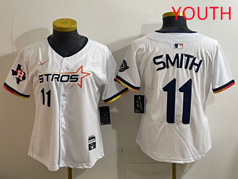 Youth Houston Astros 11 Smith White three generations Joint Name Nike 2025 MLB Jersey style 7